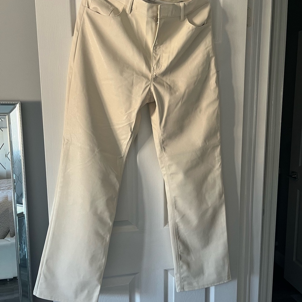H&M Cream Straight Leg Pants with Relaxed Fit